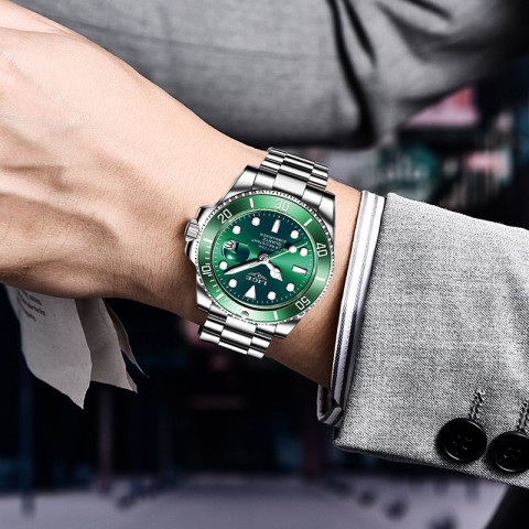 Non mechanical scanning perforated watch for men  fully automatic waterproof