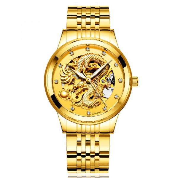 Waterproof gold watch dragon watch fully..