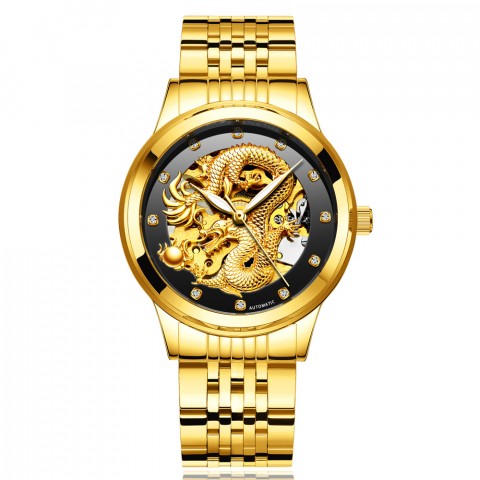 Waterproof gold watch dragon watch fully automatic mechanical hollow mens watch