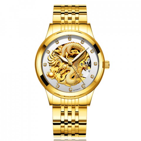 Waterproof gold watch dragon watch fully automatic mechanical hollow mens watch