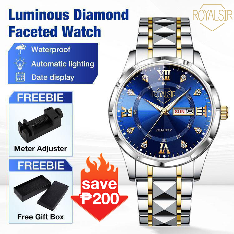  Mid-Year Great Sale ₱200 off  - One Year Warranty - Mens Classic Dual Calendar Quartz Watch - 30M waterproof/Automatic lighting/Anti-scratch sapphire glass - Free meter adjuster/gift box