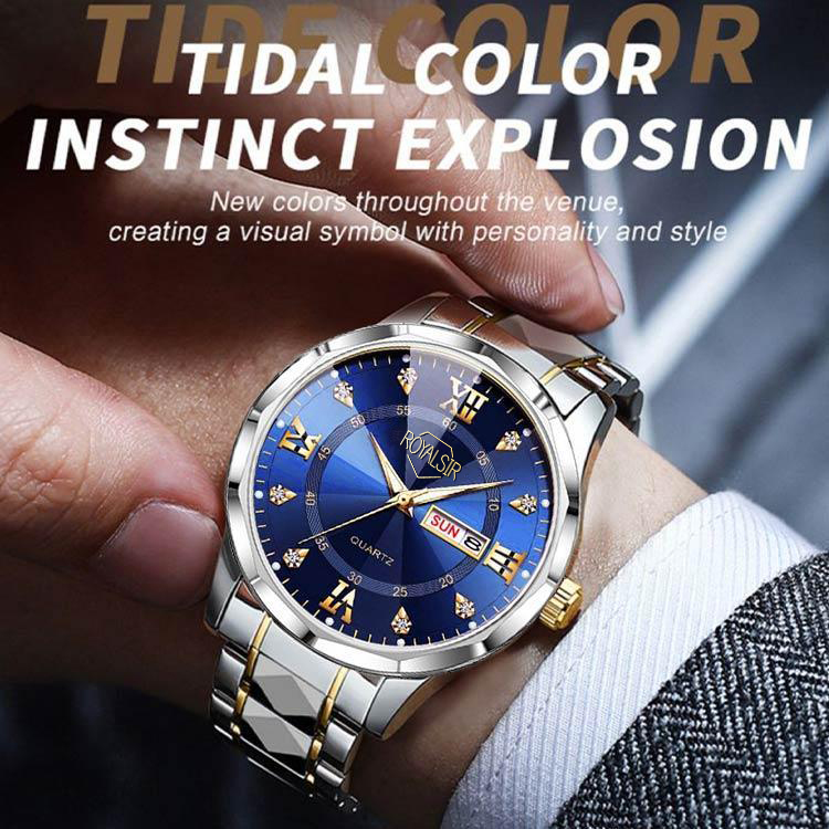  Mid-Year Great Sale ₱200 off  - One Year Warranty - Mens Classic Dual Calendar Quartz Watch - 30M waterproof/Automatic lighting/Anti-scratch sapphire glass - Free meter adjuster/gift box