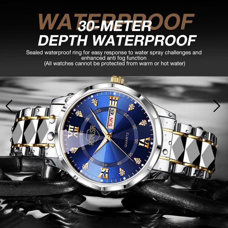  Mid-Year Great Sale ₱200 off  - One Year Warranty - Mens Classic Dual Calendar Quartz Watch - 30M waterproof/Automatic lighting/Anti-scratch sapphire glass - Free meter adjuster/gift box