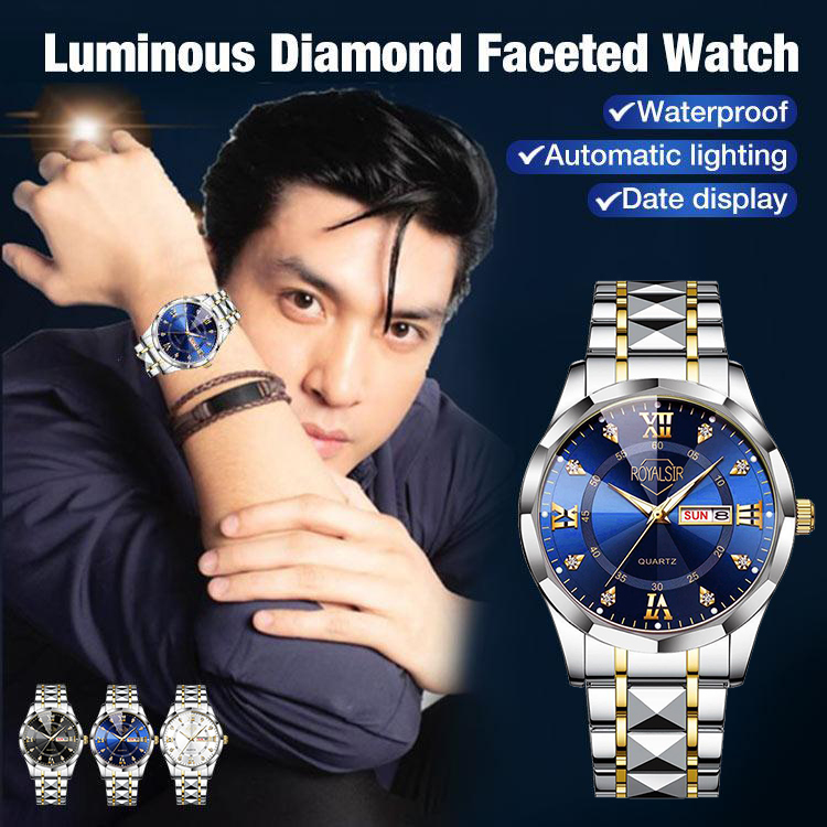  Mid-Year Great Sale ₱200 off  - One Year Warranty - Mens Classic Dual Calendar Quartz Watch - 30M waterproof/Automatic lighting/Anti-scratch sapphire glass - Free meter adjuster/gift box